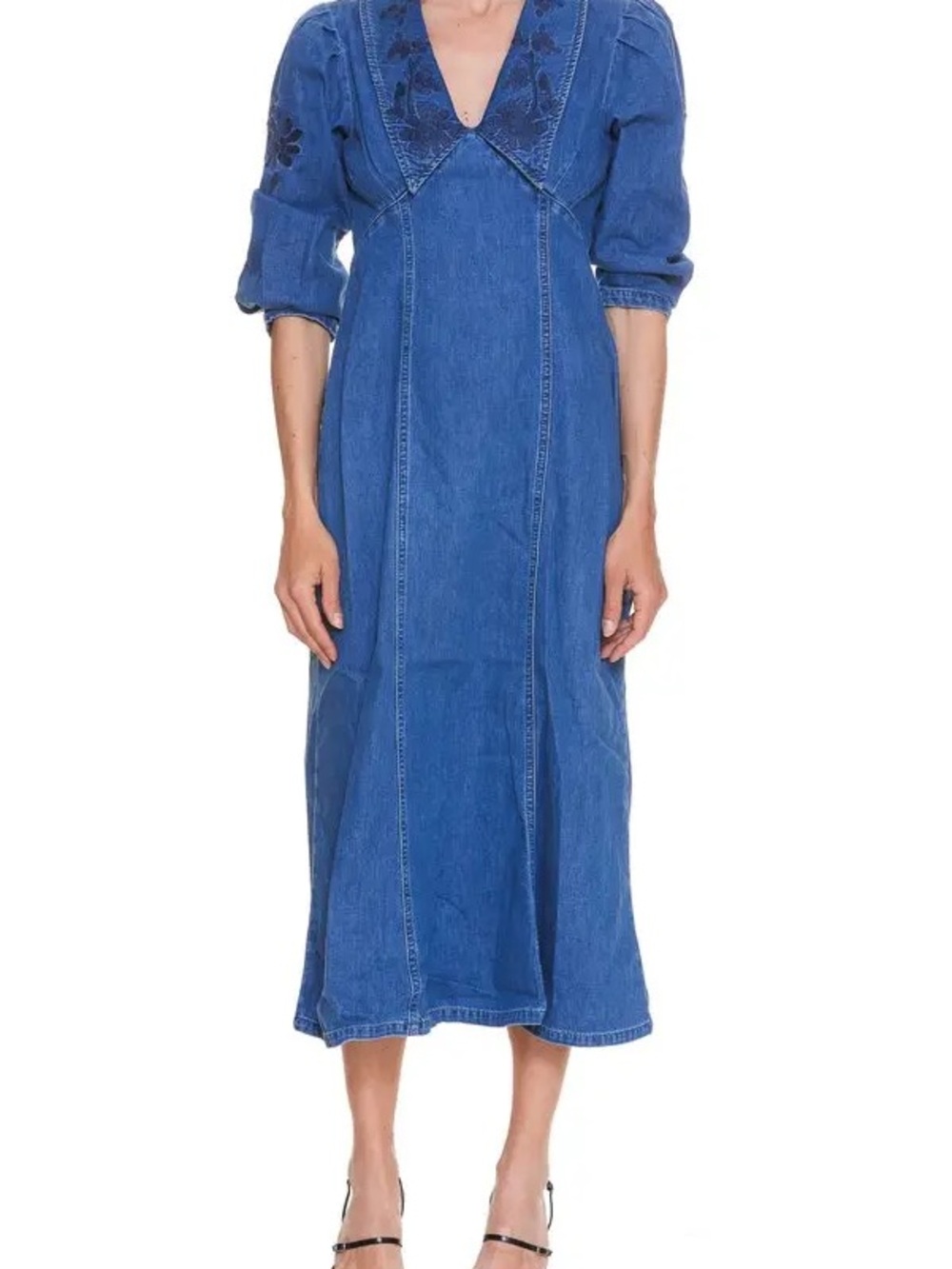 Rixo Malia floral-embroidered denim dress - Picture 2 of 6